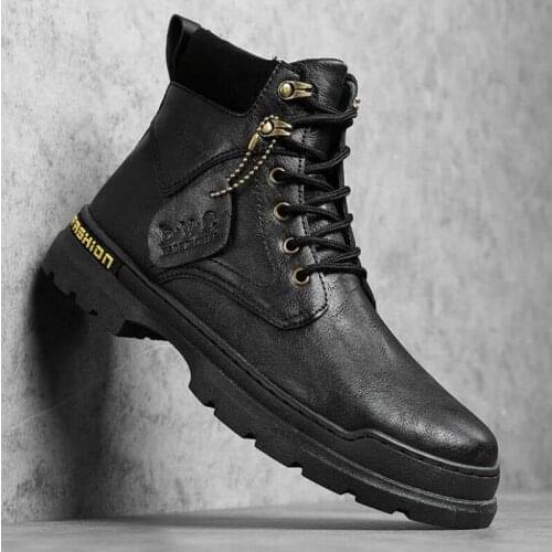 Martin boots mens high-top shoes winter new British casual leather boots mens trend locomotive tooling boots C798