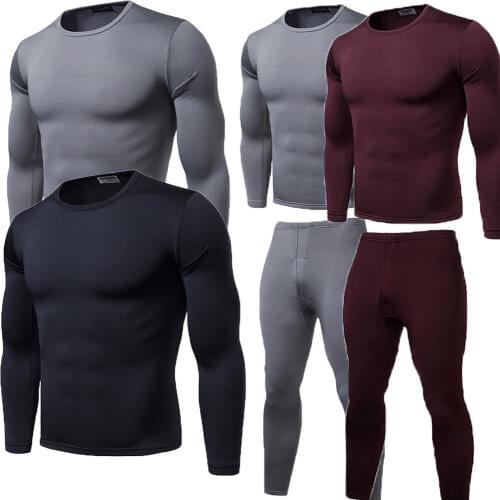 2019 Winter Warm 2Pcs Men Underwear Long Johns Thermal Underwear Tops Bottoms Trousers Plus Size L-2XL