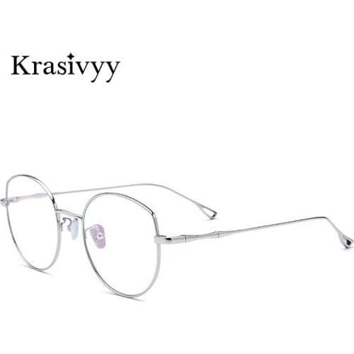 Krasivyy 2020 New Cat Eye Glasses Frame Women Ultralight Optical Prescription Eyeglasses Men Pure Titanium Korean Myopia Eyewear