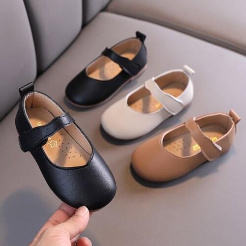 2021 spring and autumn new girls' leather shoes baby girls all-match casual shoes childrens soft-soled non-slip princess shoes