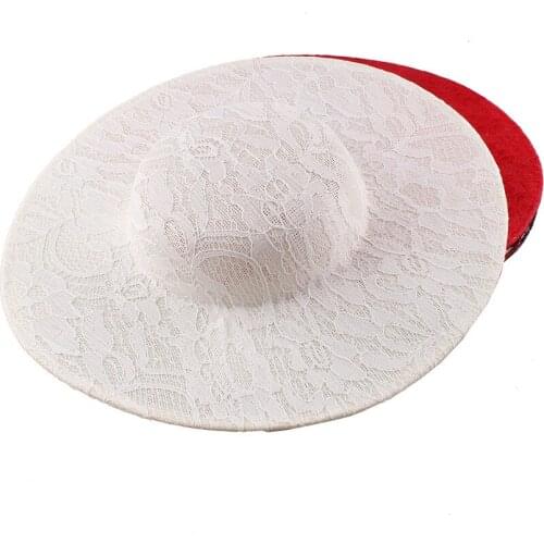 NEW ARRIVAL 30CM Ivory Big Size Millinery Imitation SINAMAY Fascinators Base with Lace Cocktail Party Hat DIY Hair Accessories