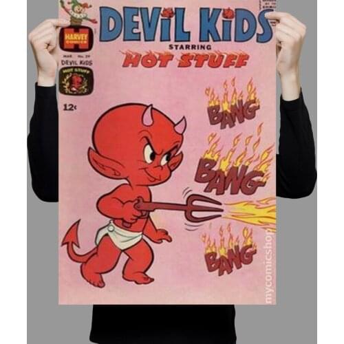W442 Silk Fabric Poster Wall Art Decor DEVIL KIDS VINTAGE Trend Fashion Decoration Bright Christmas Gift