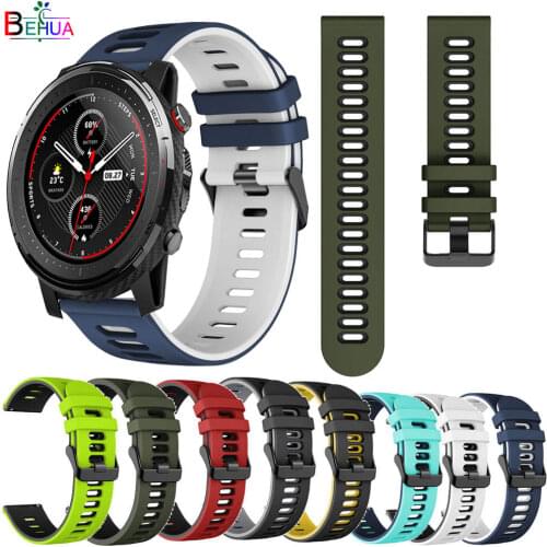 Watchband For Huami Amazfit Stratos 3 2 2S pace Strap Bracelet 20/ 22mm Watchstrap Silicone For Huawei watch GT 2 42mm wristband