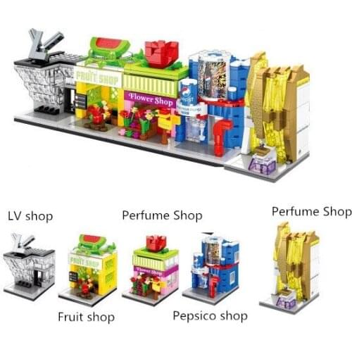 SD6026-29 MINI Street Series flower/fruit/Perfume shop Building Blocks Bricks Children Educational Model baby Toys