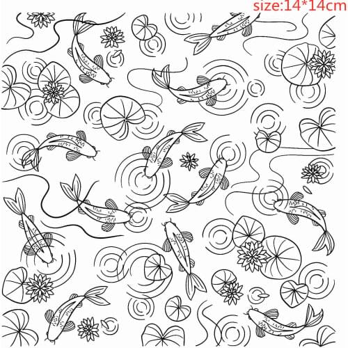 Lotus pond crucian carp Stamp And metal die Scrapbooking Alphabet Stamp Embossing Craft making Silicone Transparent Stamps
