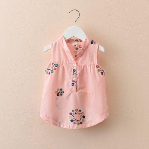 Girls Top Summer New Baby Korean Of The Air Shirt Childrens Embroidered Sleeveless Vest Comfortable Shredded Shirt