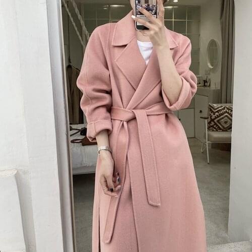 High Quality 2020 double cashmere wool coat dress coat side split wool manual double sided woolen cloth coat