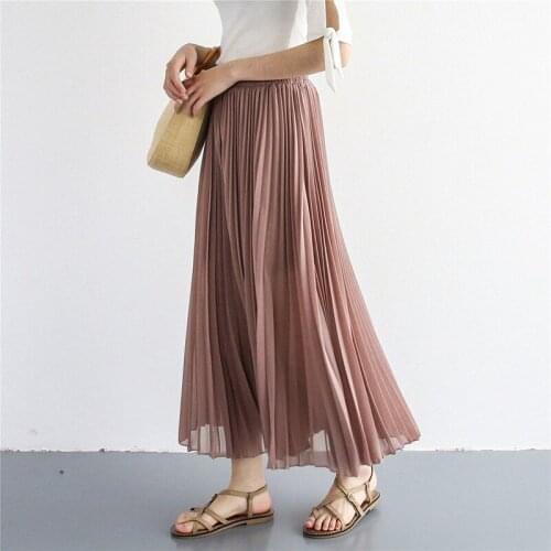 Women Pleated Wide Leg Pants 2021 Summer Beach High Waist Chiffon Female Trousers Korean Fashion Loose Casual Ankle Length Pant
