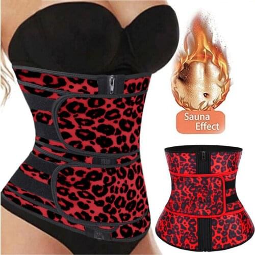 Leopard Print Corset Women Neoprene Shapewear Body Shaper Zipper Plus Size Waist Trainer Control Waist Yoga Tops Fitness Belt