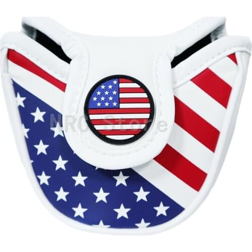 1 Pcs Golf headcover Mallet Protect Cover USA for men and women PU Leather White