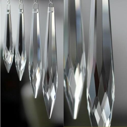 76mm Clear 10pcs/lot Multifaceted Icicle Drops Crystal Glass For Chandeliers Glass Prism Hanging Lighting Drop Pendants