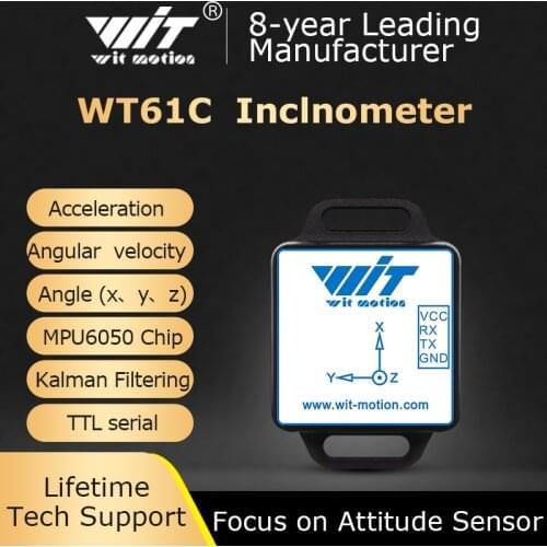 WitMotion WT61C AHRS Inclinometer Accelerometer+Gyroscope+Angle(High-Precision 3-Axis XYZ, 100HZ Output), Provide PC/Android App