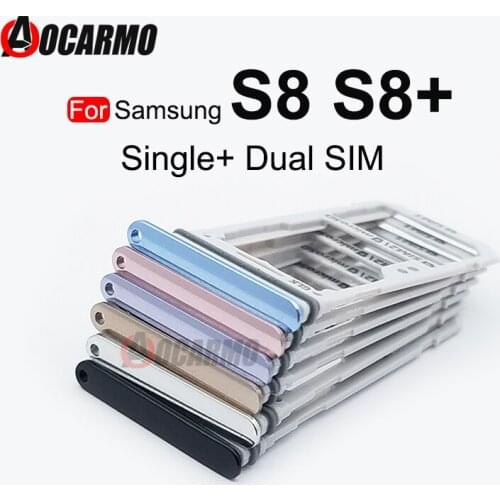 Aocarmo For Samsung Galaxy S8 SM-G9500 G950F S8 Plus SM-G955 S8+ Single/Dual Metal Plastic Nano Sim Card Tray Slot Holder