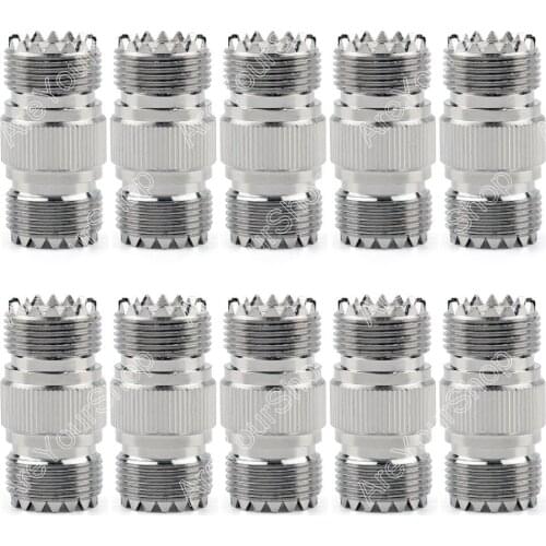 Areyourshop Sale High Quality 10 Pcs Adapter SO239 UHF Jack Female To SO-239 Female RF Connector Straight