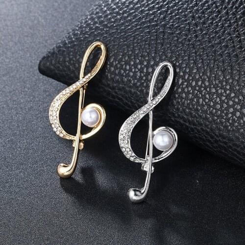 Unisex Rhinestone Brooches Women Music Note Shaped Brooch Pins Men Clothes Lapel Pins Accessories Dropshipping 2021 New Trendy