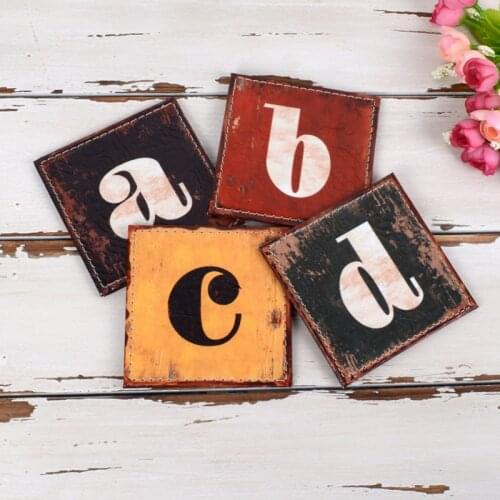 LINKWELL Free shipping 10cmx10cm Retro Alphabet Colorful Coaster Cup Holder Drink Placemat Mat Black A Red B Yellow C Green D