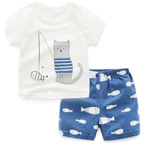 Kids Boys Summer Clothes Sets Girls Children Cartoon T-Shirt Shorts Sport Suit Baby Boy Clothes Cotton Graffiti infant set