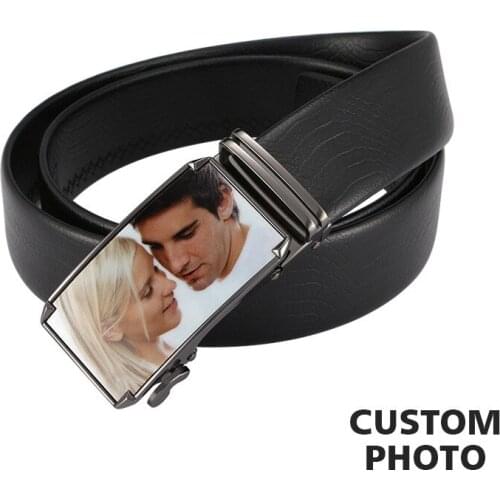 Custom Photos Men Belt Male Genuine Leather Belt Strap Belts For Men Automatic Buckle Black Belts Cummerbunds Cinturon Hombre