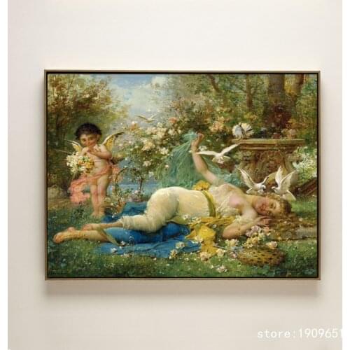 Cotton classical figures nude art angels baby girl canvas printings printed on canvas no frame home wall art decoration picture