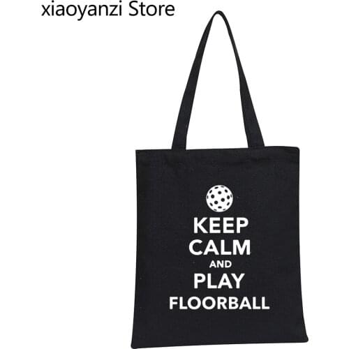 Sell Well Hot sale Top Quality Keep Calm And Play Floorball Shoulder Bags Handbags Homme Shopping Canvas Tote Bags Eco Reusable