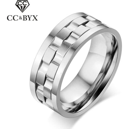 CC 9mm Stainless Steel Men Rings For Women Lovers Couple Ring Fashion Jewelry Rotatable Luxury Anel Bridegroom Bijoux CC1278a