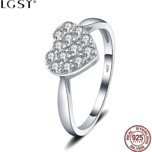 LGSY DR1059 100% 925 Sterling Silver Rings Sapphire Fine Jewelry Round Rings Female Finger Rings Wholesale Blue Crystal Jewelry