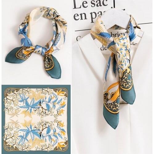 53x53cm Real Silk Square Scarf Women Print Silk Scarfs Neckerchief 2021 New Bandana Fashion Bufanda Thin 12MM Foulard Femme