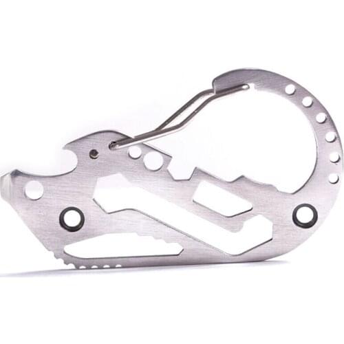 EDC Stainless Steel Multifunctional Tool Outdoor Key Holder Clip Quickdraw Keychain Camping Hiking Outdoor Tools Bottle Opener