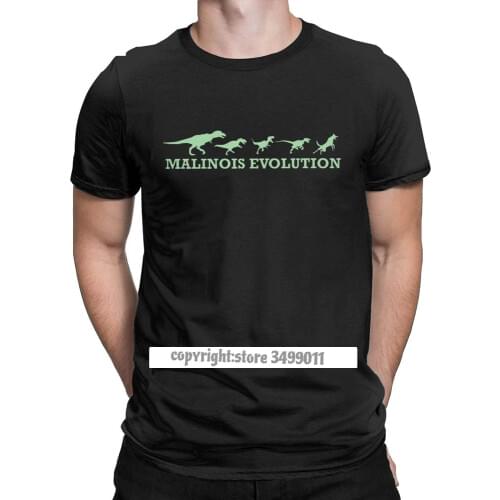 Malinois Evolution T Shirt Men Premium Cotton Vintage Tops T Shirts Belgian Dog Tee Shirt Camisas Tops Harajuku