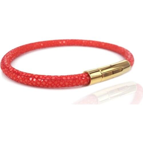 Hot Sale Fish Skin leather Red stingray bracelet ,Stingray Leather Bracelet For Men Jewelry 2017 Luxury Thailand Stingray Bangle