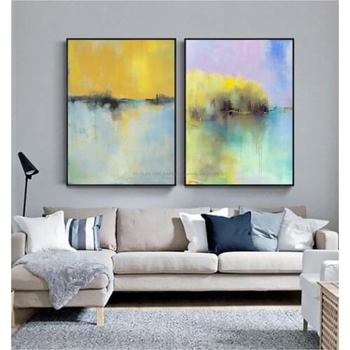 Wall painting living room 2 panel Oil painting on canvas handmade Modern abstract dinning room cuadros pared decorativas art