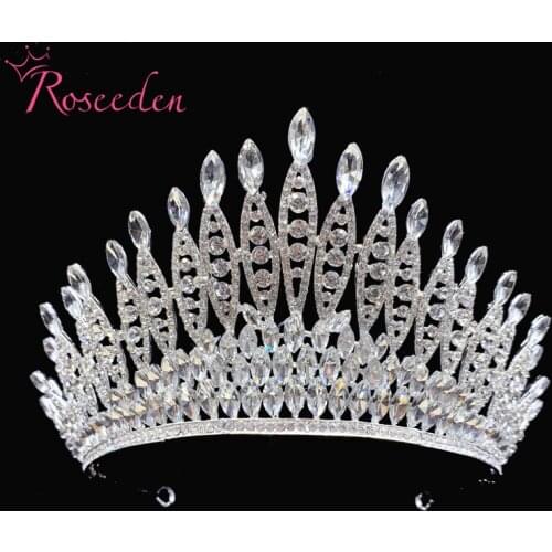 New Luxury Big European Bride Wedding Tiaras Gorgeous Crystal Large Queen pageant Crown Wedding Hair Jewelry RE3632