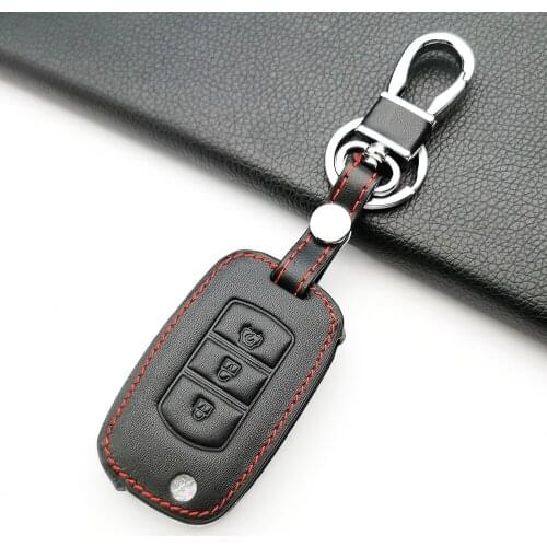 New Style Carrying Leather Car Key Cover Case for Dongfeng 580 F507 3 Buttons Folding Remote Wallet Chain Protect Shell