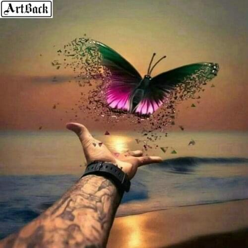 Landscape diamond painting butterfly hand sticker 5d full square diamond mosaic hand embroidery set rhinestone crafts