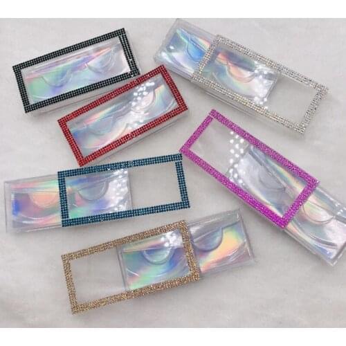 Fit 15-25MM 3D 5D mink lashes dramatic rhinestones lashes box empty box free trays free shipping wholesale