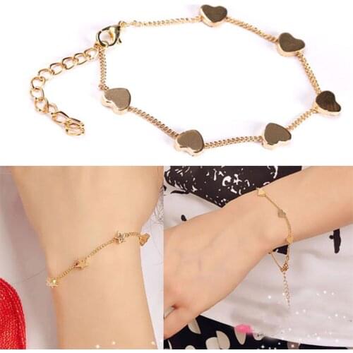 Simple Fashion Women Bracelet Gold Stars Love Heart Shape Chain Anklet Foot Chain Bracelets Jewelry for Women BH