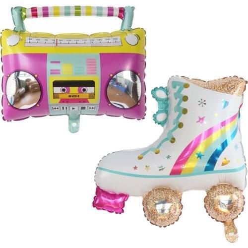 10/20/50pcs Radio/roller skates Foil Balloons Boombox Rollerblade for Birthday Wedding Party Decorations Balloons Kids Baby Toys