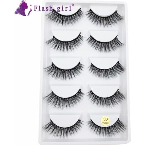 Flash Girl Factory Wholesale Eyelashes 5 Pairs 5D Real Mink Eyelashes Makeup Multi-Pack Fake Eyelashes