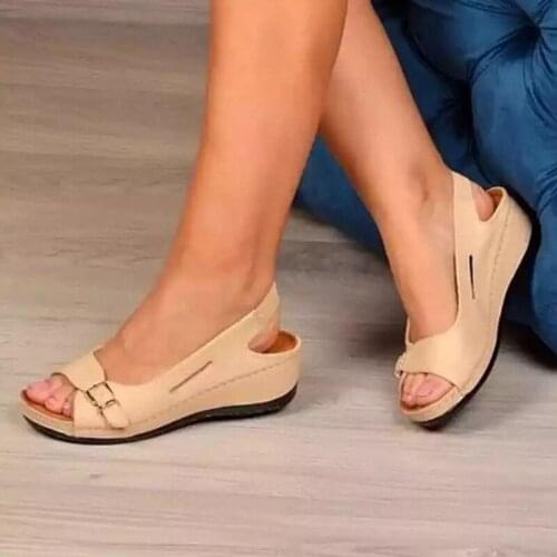 Shoes For Women 2021 Fish Mouth Wedge Sandals Back Strap Thick Sole Mixed Colors Rubber Womens Sandals Soft Comfy Shoes Femme