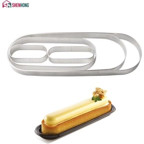 SHENHONG Oval Tartlet Molds French Dessert Mousse Fruit Pie Tart Ring Quiche Cake Mold au Citron Tarte Tatin Cheese Pan