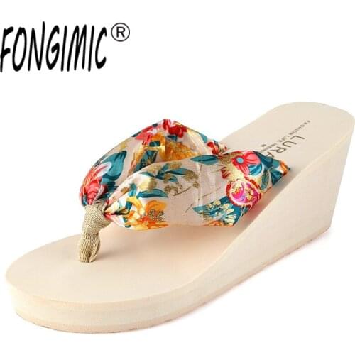 7.5 Cm High Heel Womens Handmade Slippers for Women Summer Flip Flops Female Indoor Bohemia Beach Sandal Slipper Home Slippers