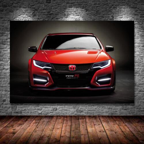 Supercar Hondas Civic Type R Sport Car Wallpaper Wall Art Posters Canvas Prints Modern Painting for Home Decor