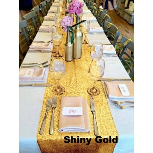 B·Y Wedding Party Christmas Decor Tablecloth 30x180cm-12x72inch Shiny Gold Sequin Table Runner Flag Cloth Covers -68