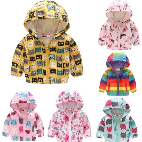 Jaquetas Baby Windbreaker Autumn Spring Kids Outerwear Coat Child Jacket Long Sleeved Trench Coats Animal Print Hooded Jackets