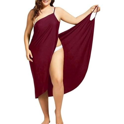 Wine Red Sarong Beach Dress 2021 Holiday Beachwear Women Summer Dress Beach Sexy Robe Spaghetti Straps Big Size Wrap Vestido 5XL
