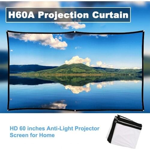 H60A Projection Curtain Fast-Folding 16:9 HD 60 inches Anti-Light Projector Screen Anti-Crease for Home Classroom Theater