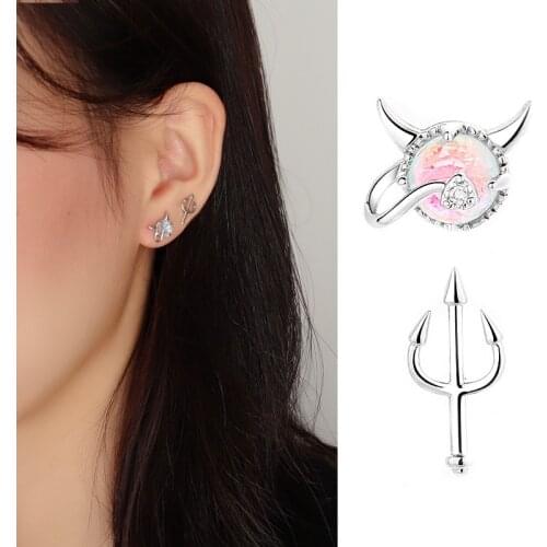 Luckydays Asymmetry Moonstone Stud Earrings For Women Kids Female pendientes mujer moda