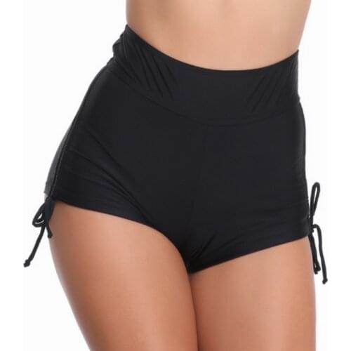 Women High Waist Swimming Trunks Solid Color Plus Size Bikini Bottom Polka Dot Swimwear Briefs Tankini Swimming Trunks