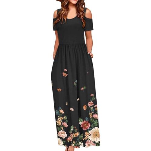 Womens Casual Long Dress With Striped Floral Print Short Sleeve Maxi Dress Vestido De Mujer Summer Dress Платья Для Женщин 2021