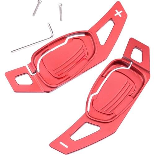 2pcs Aluminum Alloy Car Red Steering Wheel Shift Paddle Shifter Extension Fit for Audi A5 S3 S5 SQ5 RS3 RS6 RS7